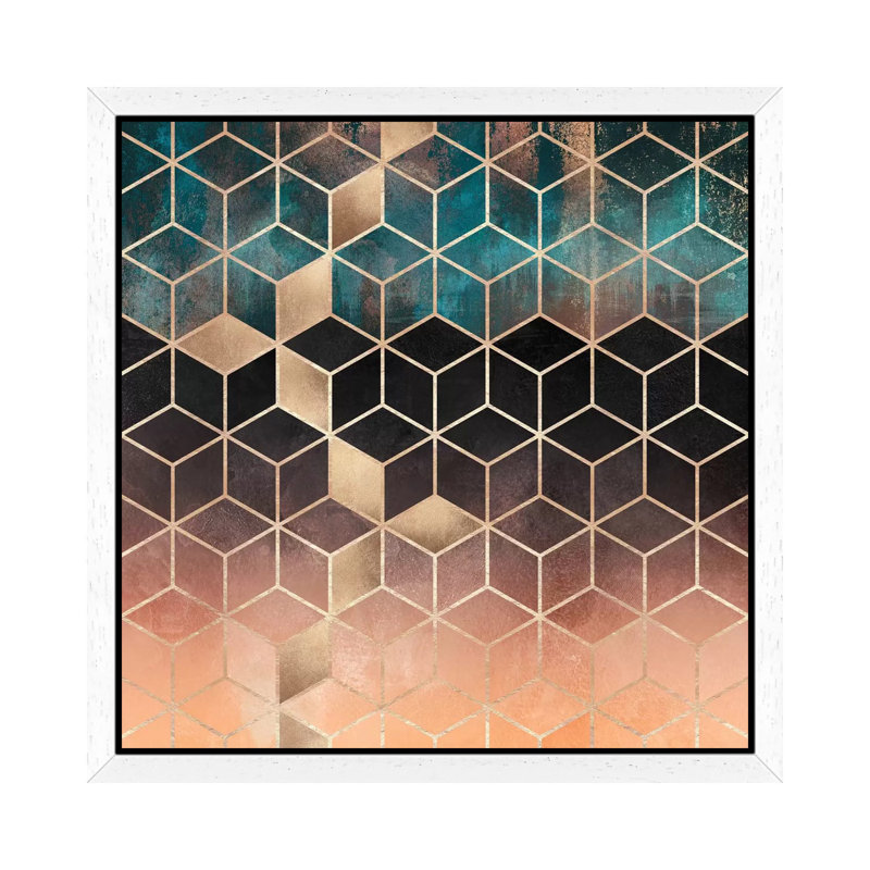 Ombre Dream Cubes by Elisabeth Fredriksson - Print on Canvas, 45.72 cm H x 45.72 cm W, White Framed