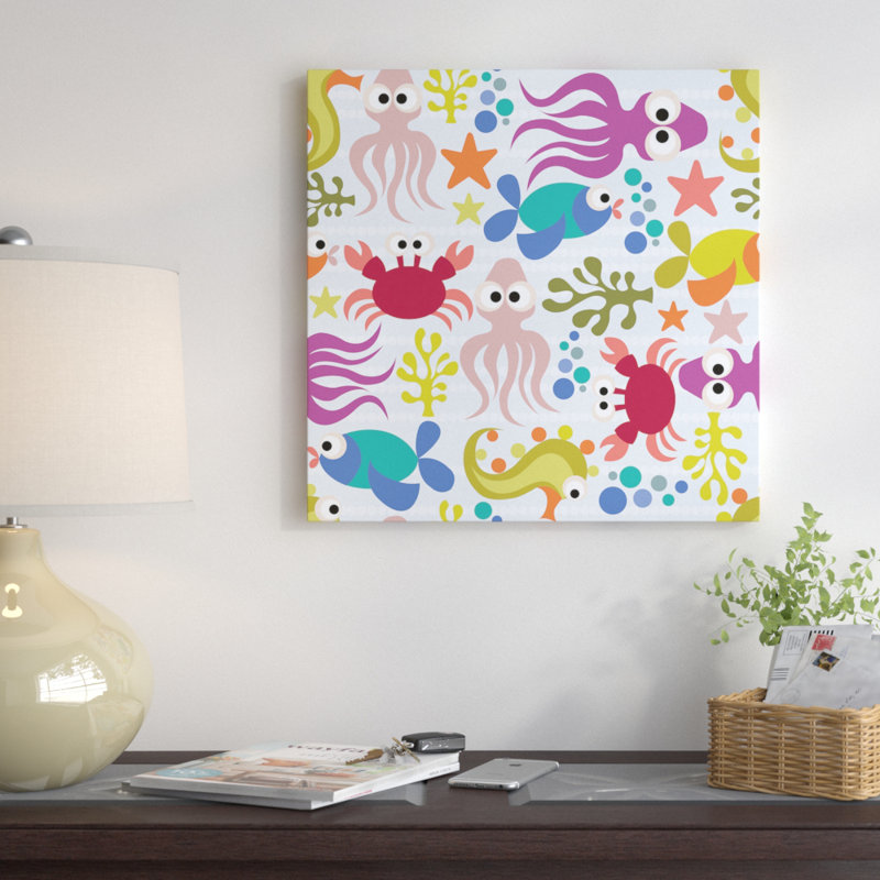 Habitats pour enfants «Under the Sea» - Impression sur toile tendue, H 37 po x l 37 po x P 1,5 po, Toile avec cadre noir