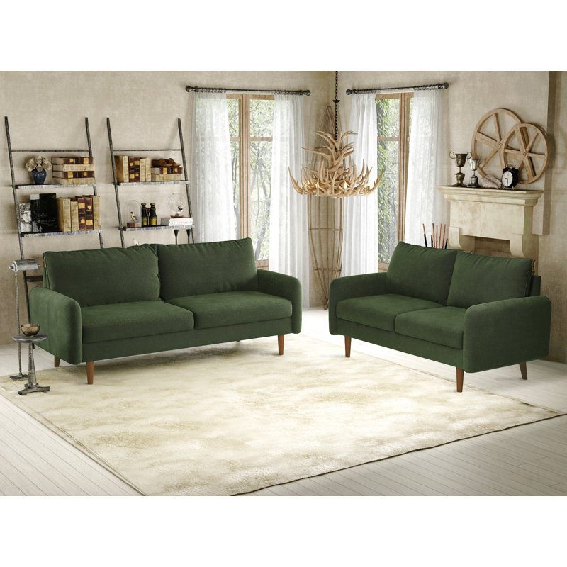 Canapé rembourré 70 po Cilla, Velours vert d’armée