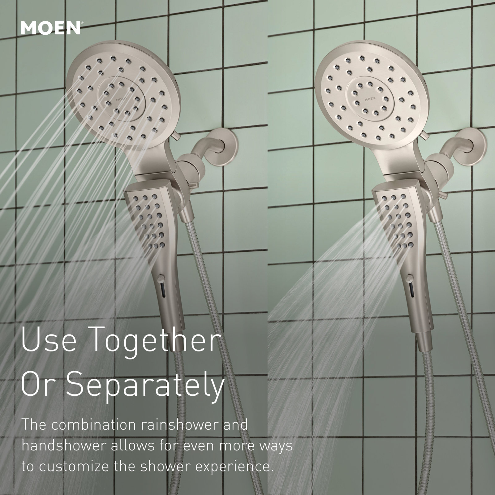 Moen Verso Eight-Function 7" Diameter Spray Head Standard With Hand Shower, Chrome,  1.75 GPM