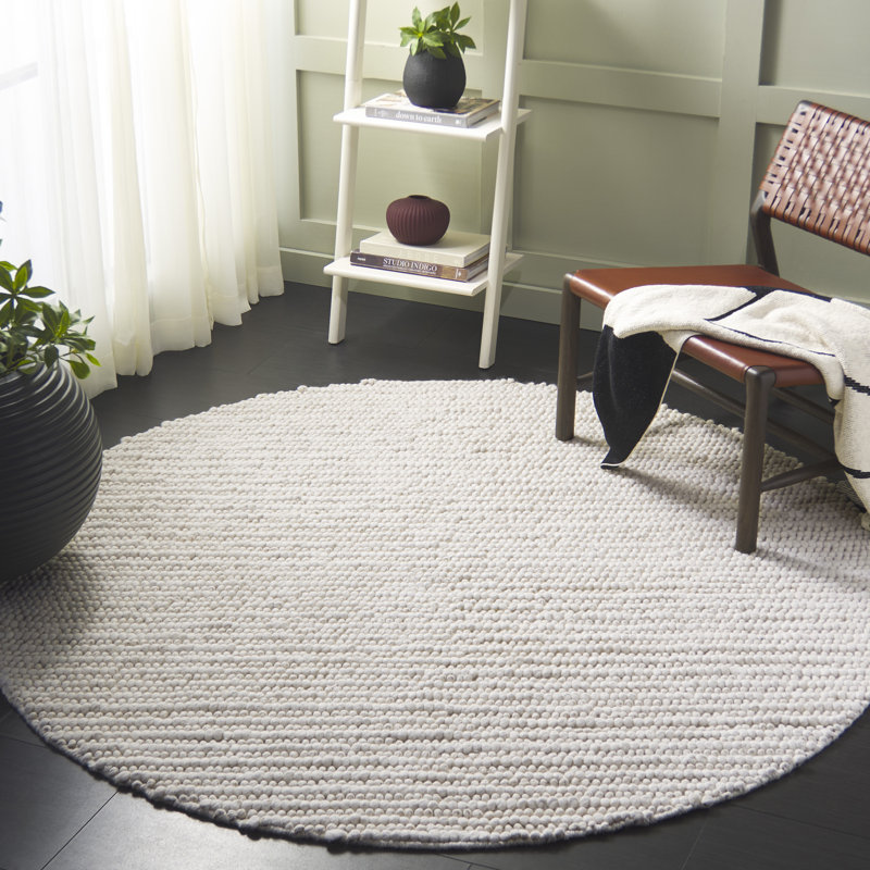 Natura 287 Flatweave Wool/Cotton No Pattern Rug in Ivory, Round 6'