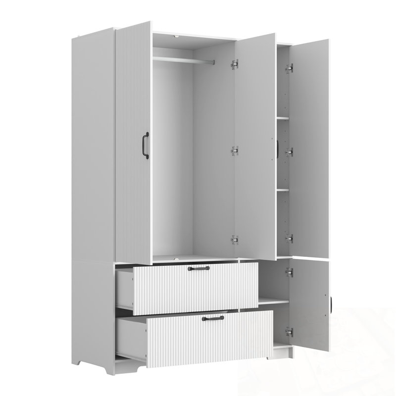 DEL Simran avec portes et 2 tiroirs, Blanc