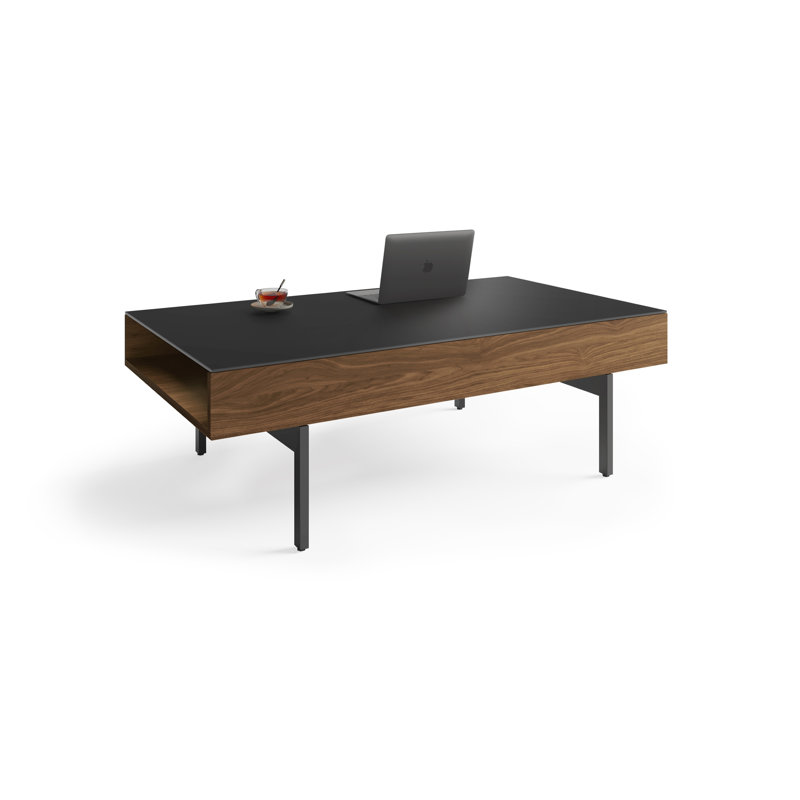 Reveal Glass Coffee Table, Natural Walnut