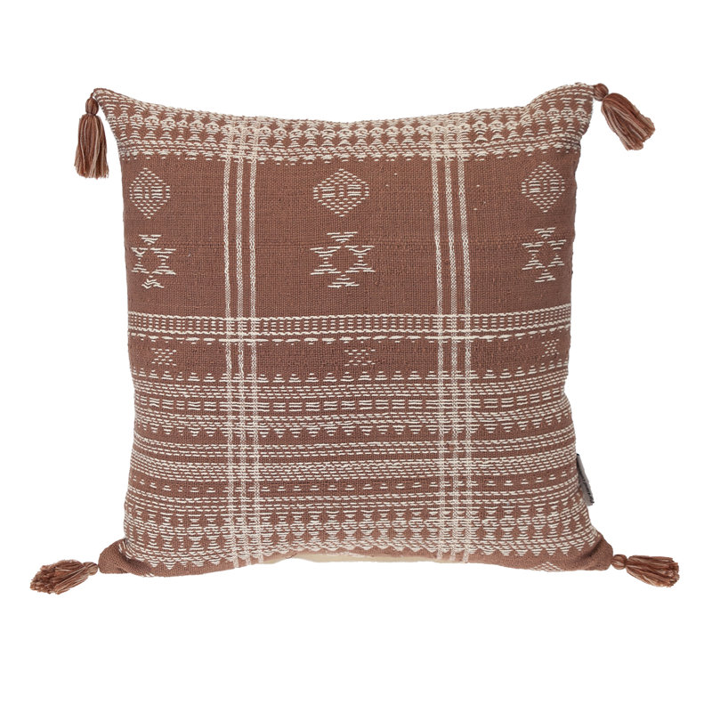 Parkland Collection Transitional Tribal Brown 18" x 18" Pillow, Brown