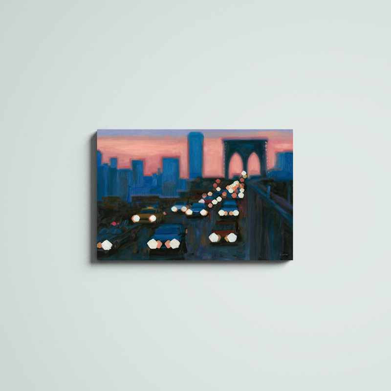«Brooklyn Bridge Evening» par James Wiens, reproduction d'art sur toile tendue, H 20 po x l 30 po, Toile tendue, Non