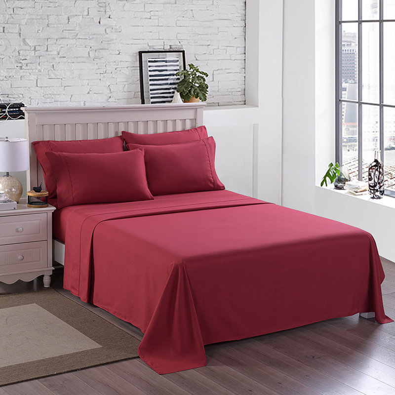 Kondo Microfiber Sheet Set, Twin, Burgundy