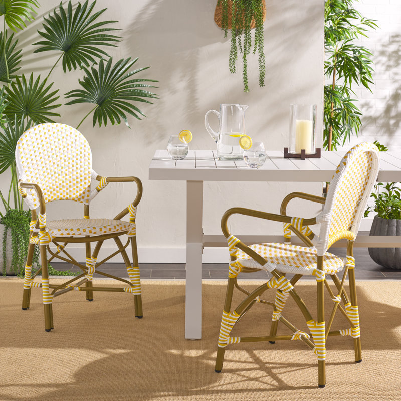 Chaise de patio empilable Wilburg, Jaune / Blanc
