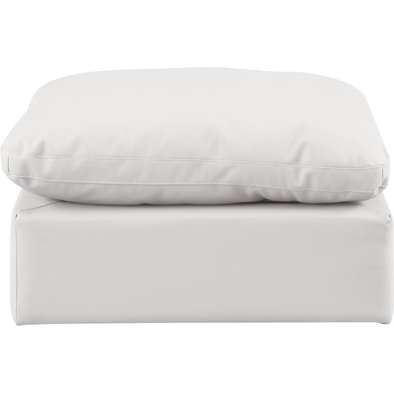 Itala Upholstered Ottoman, Cream Vegan Leather