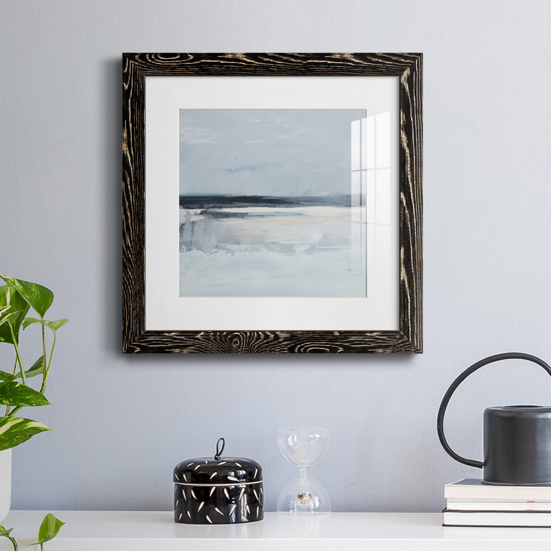 Impression encadrée Inky Coastline I-Premium - prête à être accrochée, Cadre noir, H 31,5 po x l 31,5 po x P 1 po
