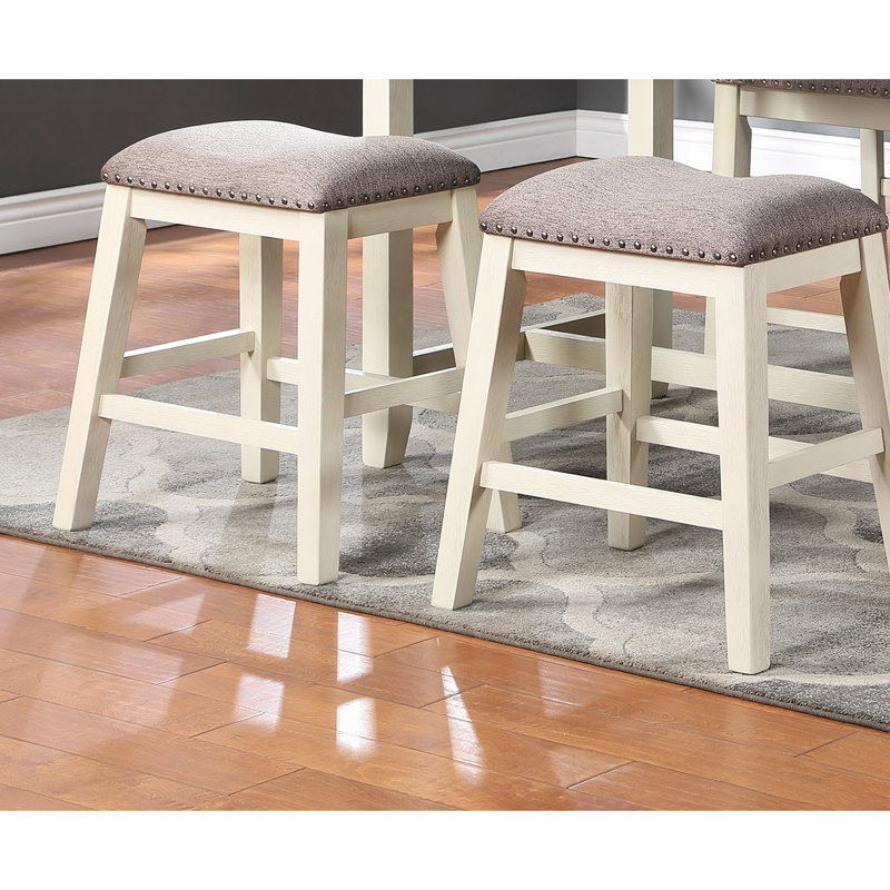 Chaise de salle à manger contemporaine (lot de 2) - Assise avec coussin crème, pieds en bois massif, assise haute aspect lin