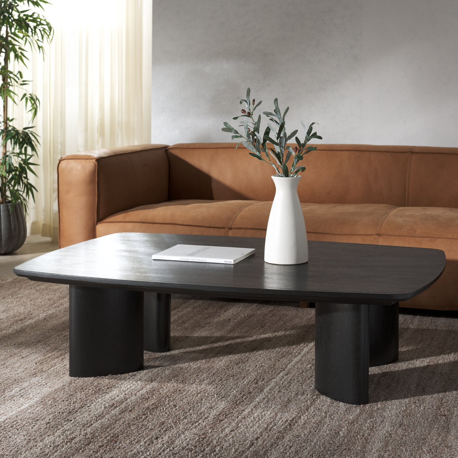 Caya 56" Rectangular Coffee Table, Black
