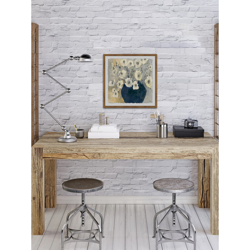 Étude de fleurs blanches I - reproduction d'art, H 12 po x l 12 po x P 1,5 po, Cadre brun