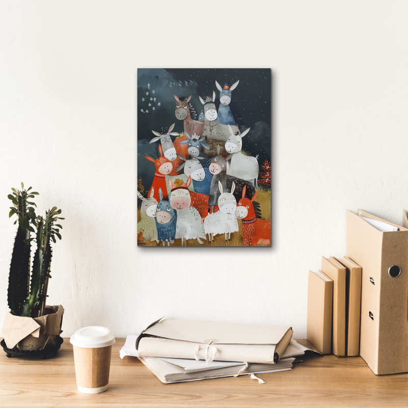  «Pile Of - Donkeys» par Doron David, art mural sur toile, 12 po x 16 po, H 16 po x l 12 po