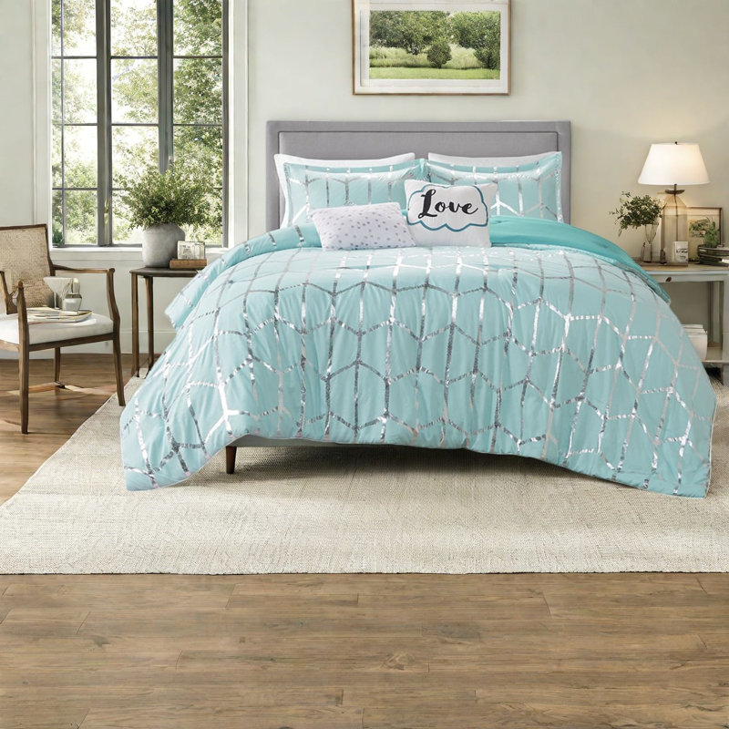 Soft Microfiber King Bedding Sets, Metallic Contemporary Style For Home
