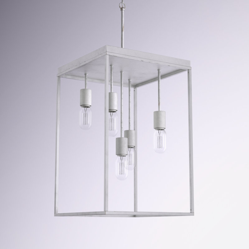 Lustre rectangulaire à 5 lumières avec accents en fer forgé Tamia
