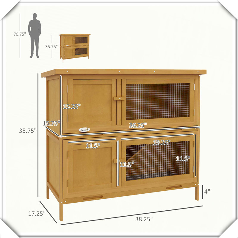Toit en bois pour petits animaux avec rampe et toit amovible