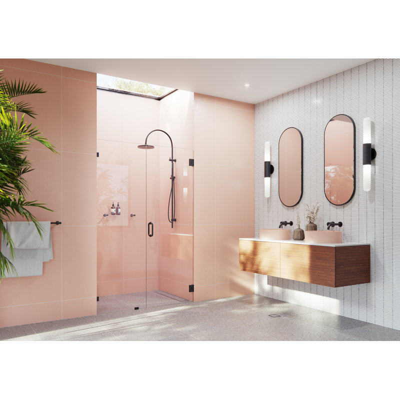 Illume 45.5 in. x 78 in. Fully Frameless Wall Hinge Shower Door, Matte Black