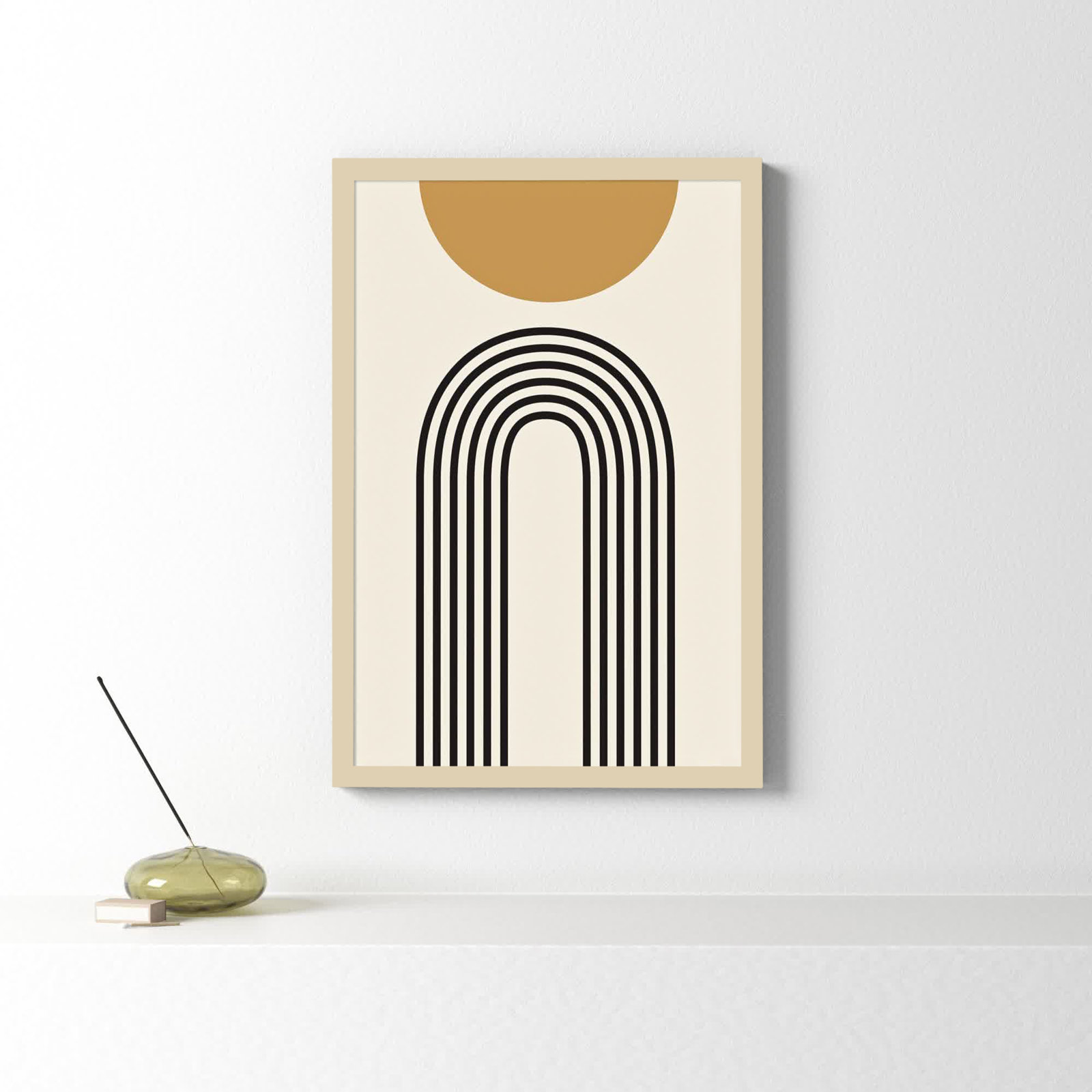 Retro Mountain Sunrise Print, Brown, 25.25" H x 17.25" W x 0.88" D