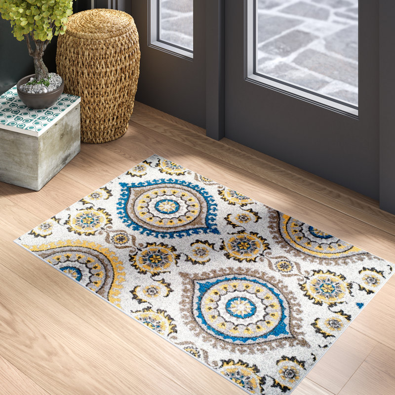 Tapis intérieur / extérieur en laine Ikat, Rectangle 8 pi x 10 pi