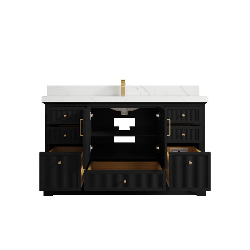 Alys 60'' Single Bathroom Vanity with Top, Calacatta Laza