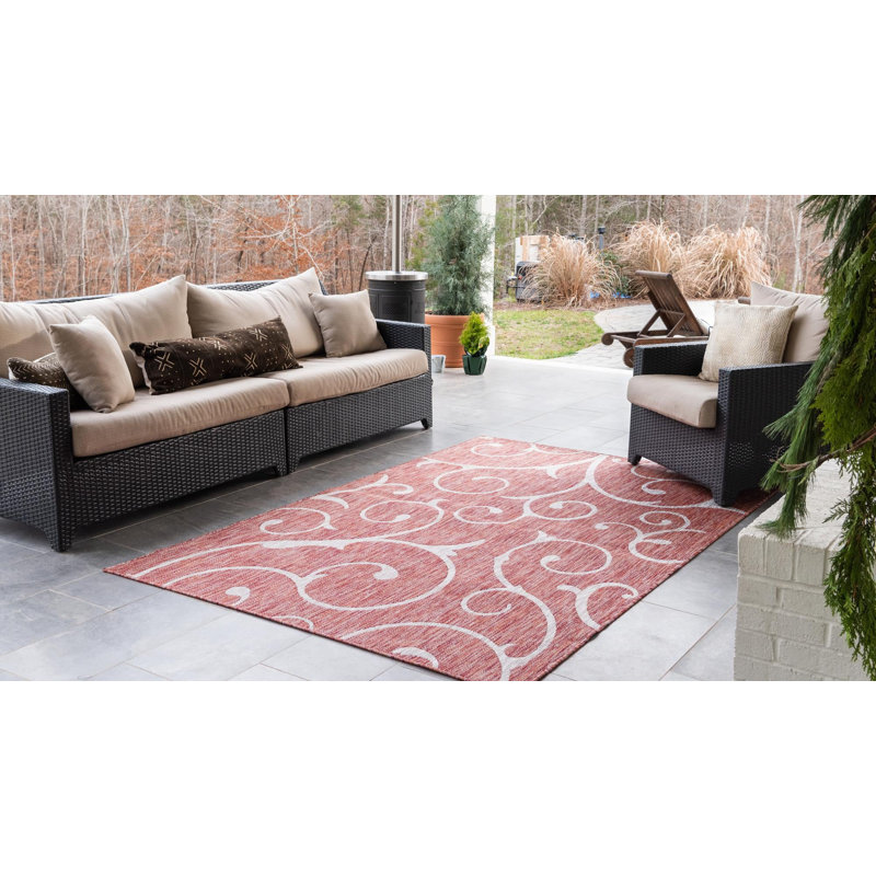 Tapis rouge rouille intérieur / extérieur Coutu, Rectangle 6 pi 1 po x 9 pi