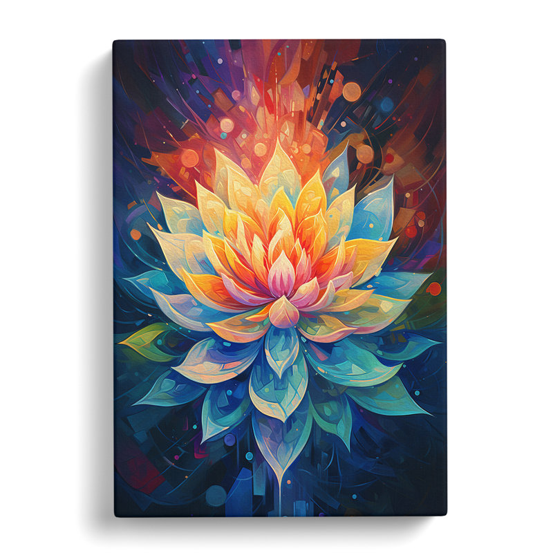 Lotus Flower Orphism Art - Wrapped Canvas, 76cm H x 50cm W x 3cm D