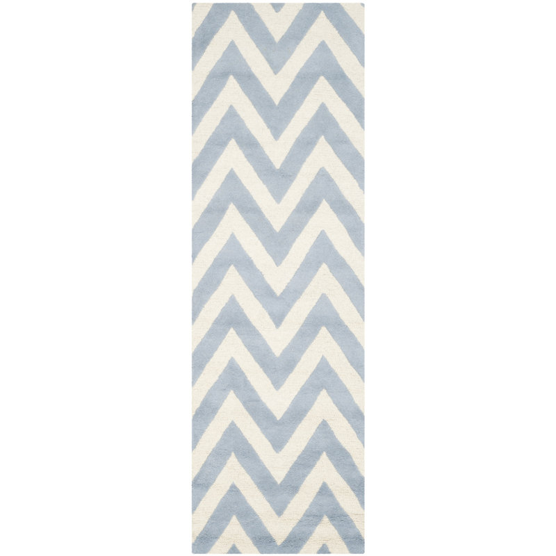 Sanyla Hand Tufted Wool Chevron Rug, Runner 2'6" x 10'