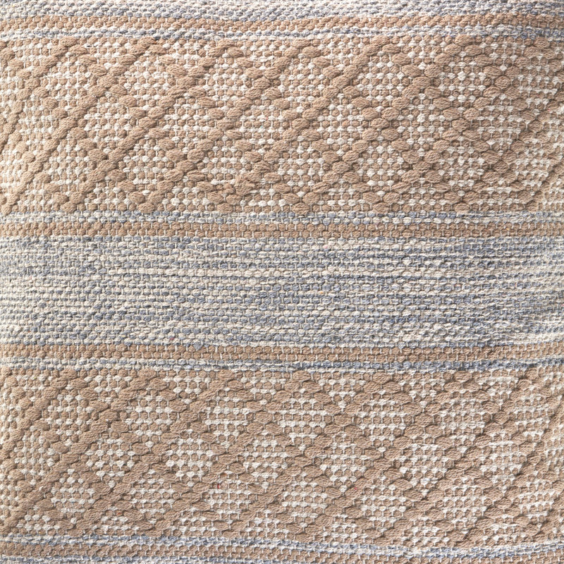 Square Trellis Contrasting Border Cotton Blend Pillow Cover, Polyester/Polyfill, Beige Striped Trellis