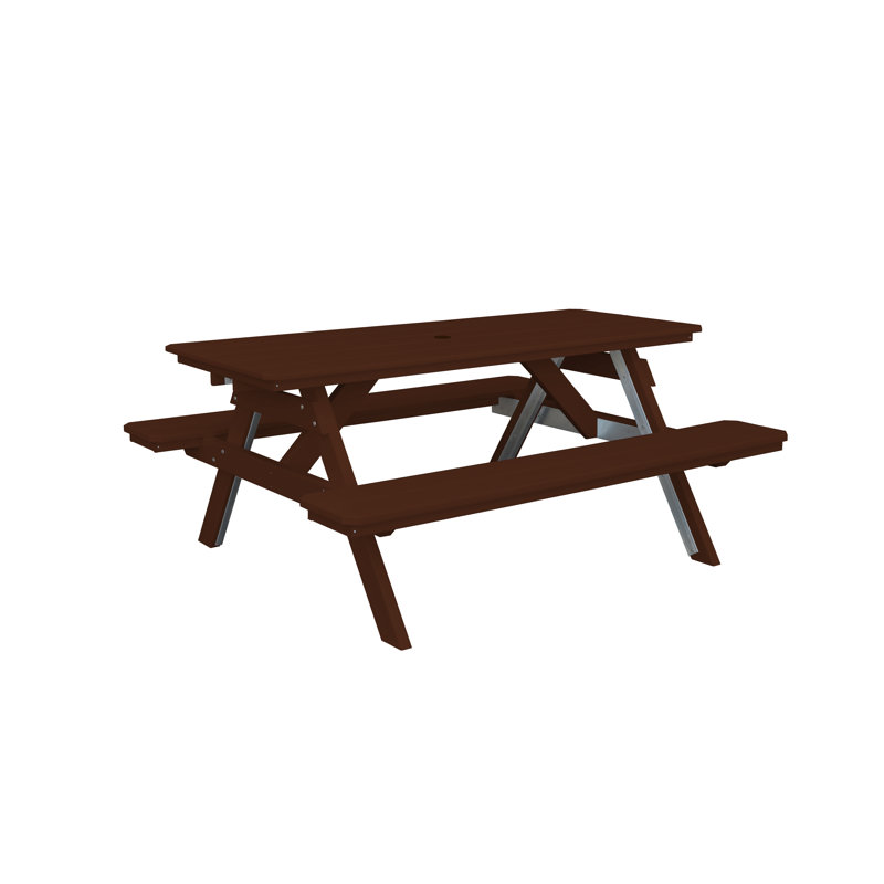Table de pique-nique rectangulaire, Brun Tudor, L 70 po x L 60 po