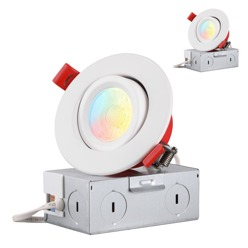 3 Inch 7w Fire Rated Gimbal Led Recessed Light, 5cct Dimmable Canless Downlight With J-box