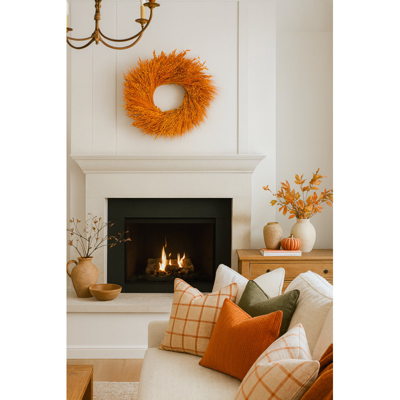 Painted Orange Dried Grains Wreath