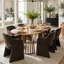 Ensemble de table de salle à manger pour 6 personnes avec table ovale extensible et 6 chaises rembourrées en chenile-1358987641