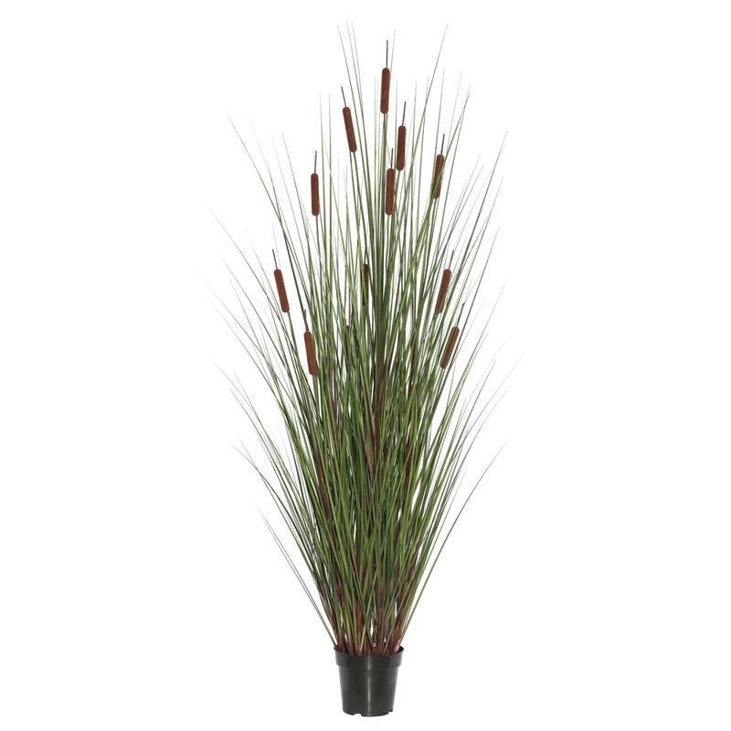 Herbe droite artificielle et quenouilles, H 60 po x l 30 po x P 30 po