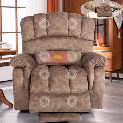 Tall Man Large Dual Motor Power Lift Recliner Chair With Extended Footrest, Overstuffed Lay Flat Sleeper Electric Recliner W/Heat & Massage, Lumbar Pillow, Usb & Type-C Ports