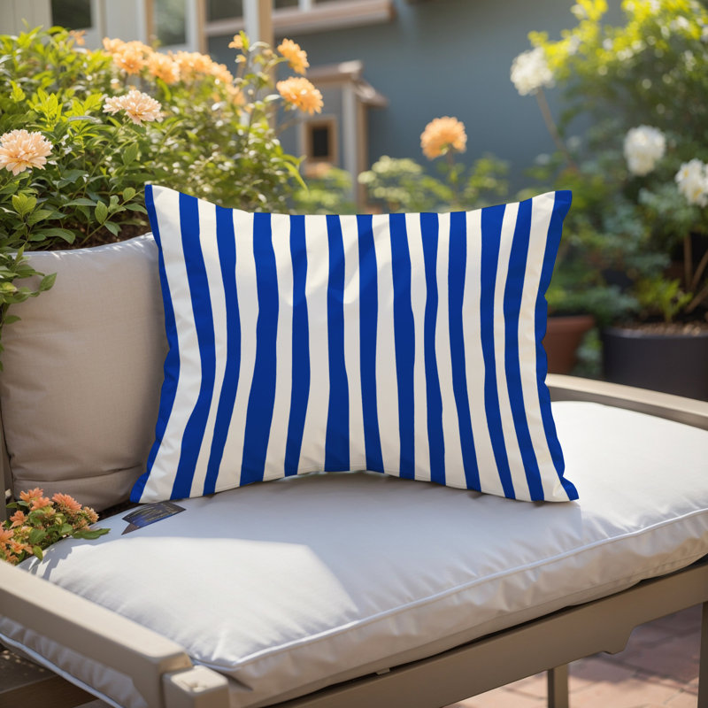 Coussin décoratif réversible Malone, H 25 po x l 18 po, Bleu marine / Blanc cassé