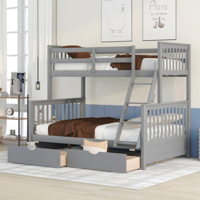 Full Bunk Bed With Ladders And Two Storage Drawers