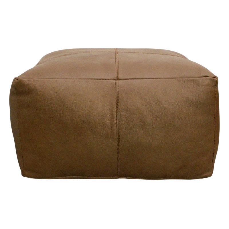 Pouf en cuir véritable 22 po HomeRoots