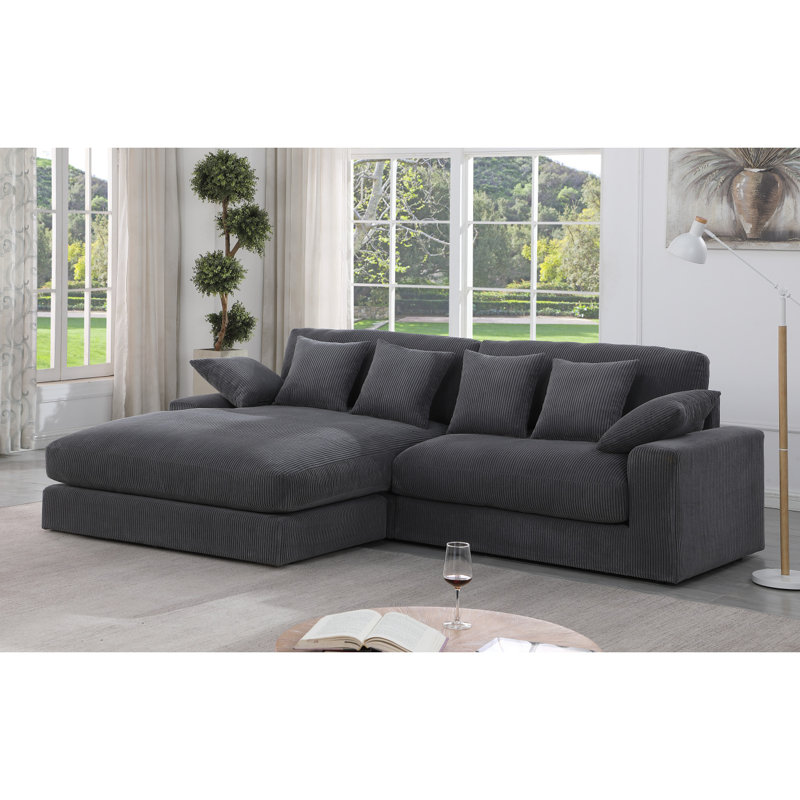 Canapé modulaire réversible en velours côtelé 105 po Modern Sofa Mystic, Velours côtelé gris foncé
