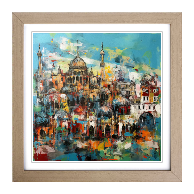 City Of Brighton Abstract Expressionism No.3 - Single Picture Frame Print on Wood, Oak