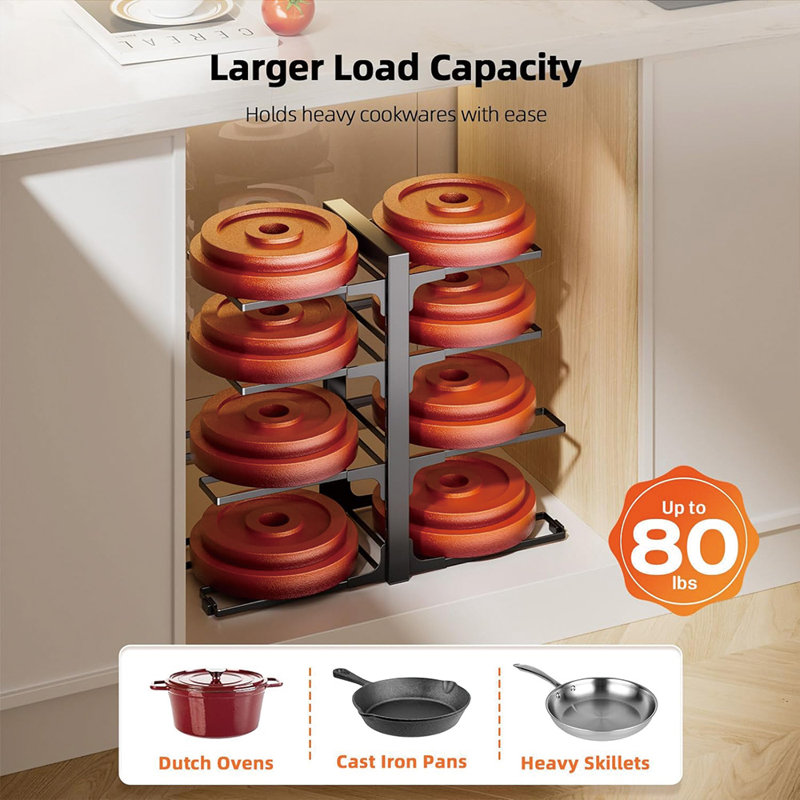 Support de plancher multi-niveaux à paniers et à casseroles réglables robustes à l'intérieur de l'armoire pour la cuisine et le rangement