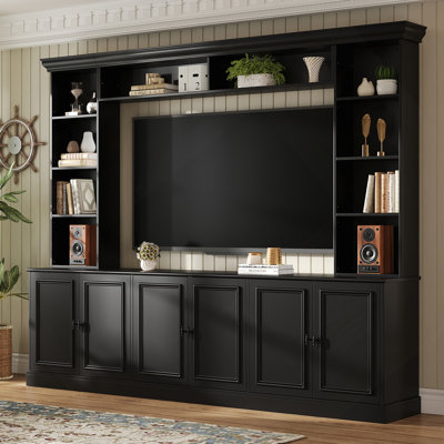 4-Piece Wall Unit Entertainment Center With Bookshelf For Tvs Up To 70"