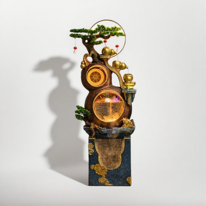 Neo-Chinese Style Resin Artistic Flowing Water Ornament, 42.52" H x 15.35" W x 9.84" D