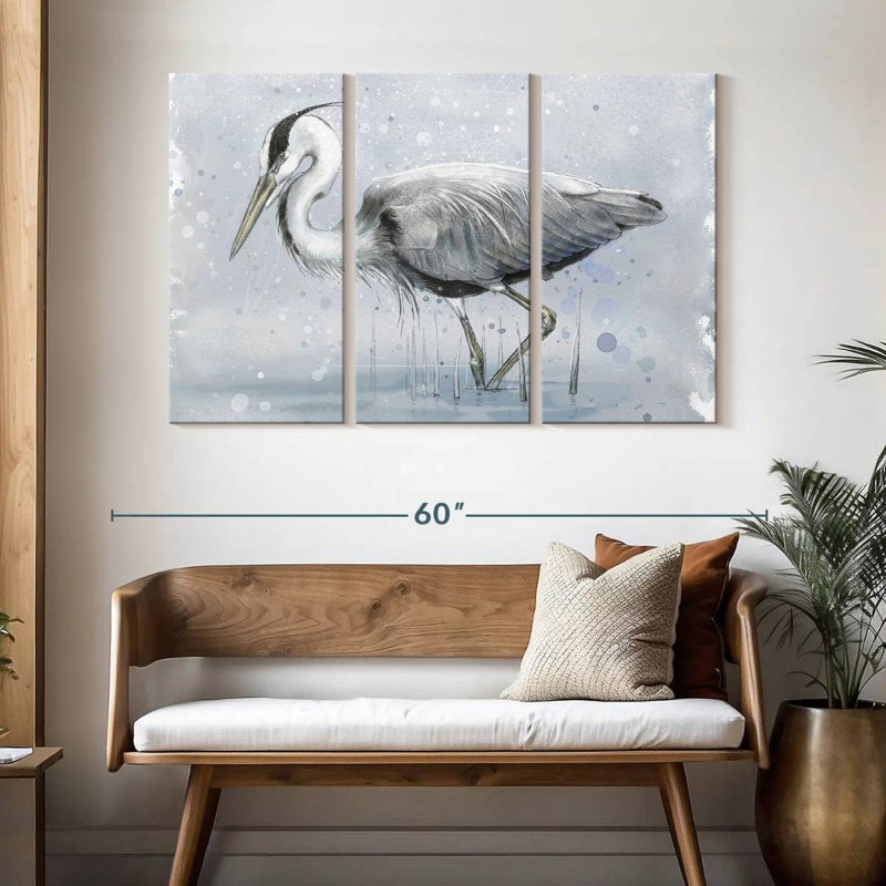 Brampt Gray And White Heron, 32" H x 50" W