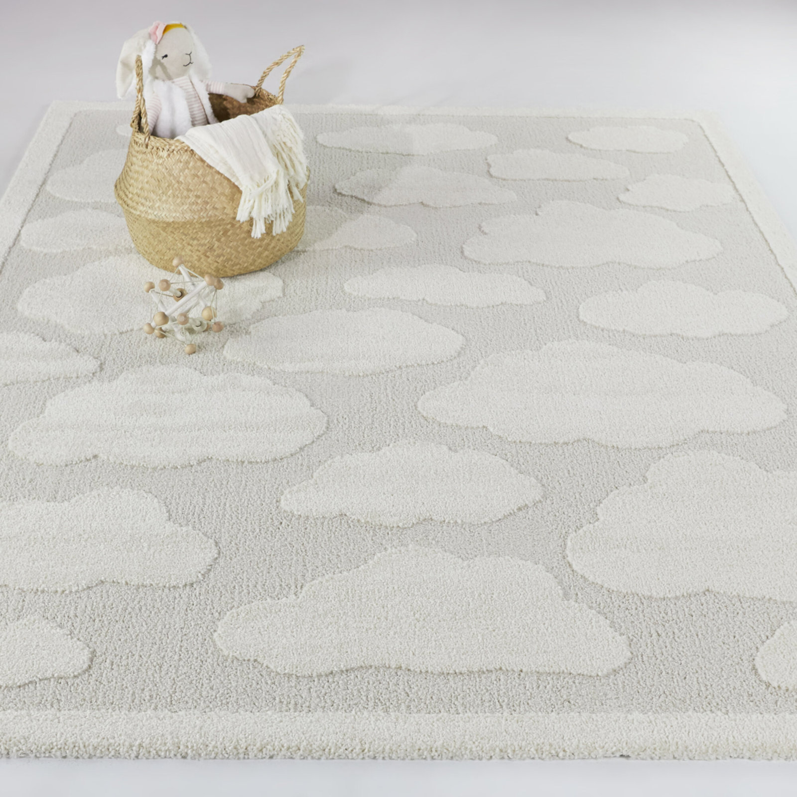 Achilles Cream Gray Abstract Rug, Rectangle 4'4" x 6'