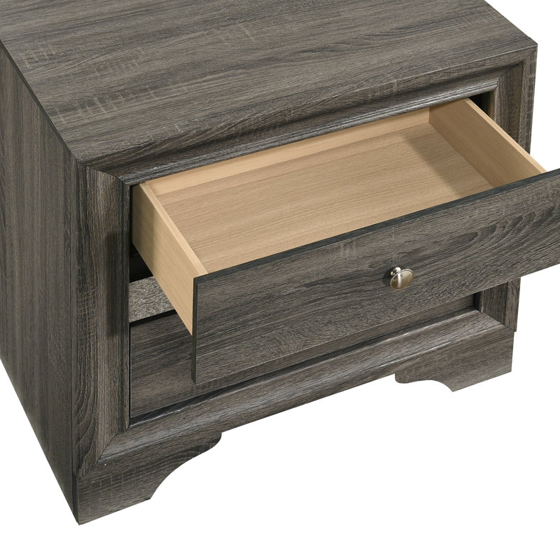 Minns Queen 2PC Gray, Gray, 2 Pieces: Bed, Nightstand, Queen