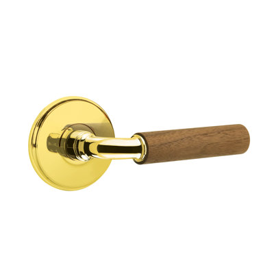 Ensemble de leviers d'intimité Emtek Select avec rosette Watford et tige R-Bar, poignée en noyer foncé