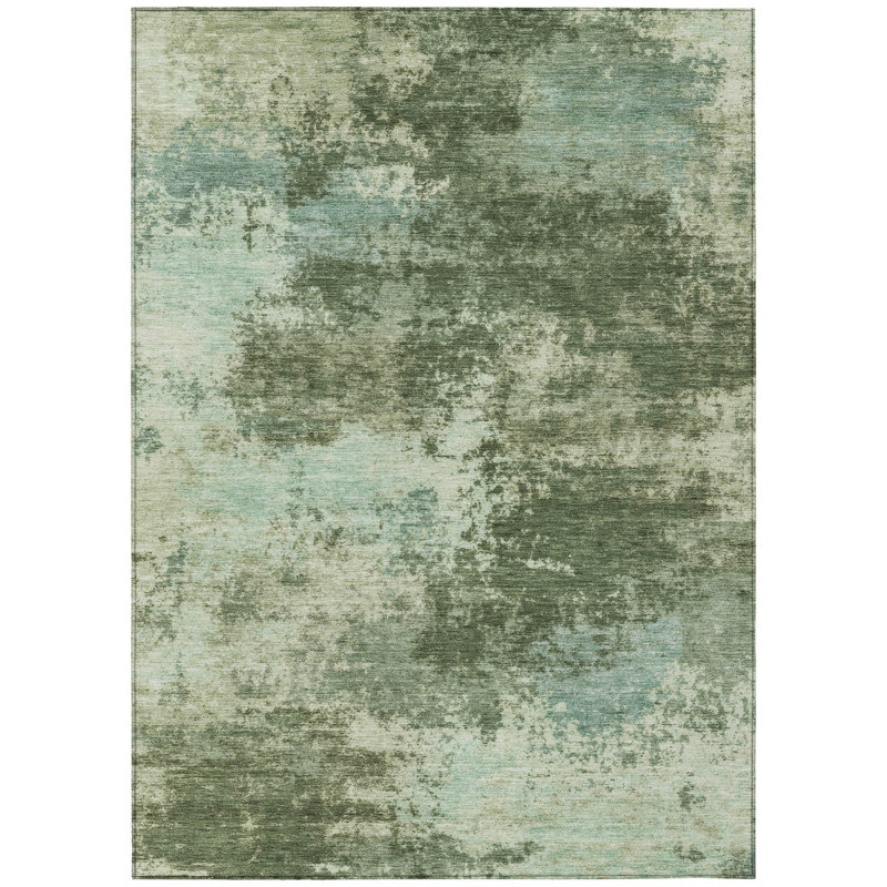 Tapis extérieur lavable abstrait vert artichaut 10 pi x 14 pi vert artichaut