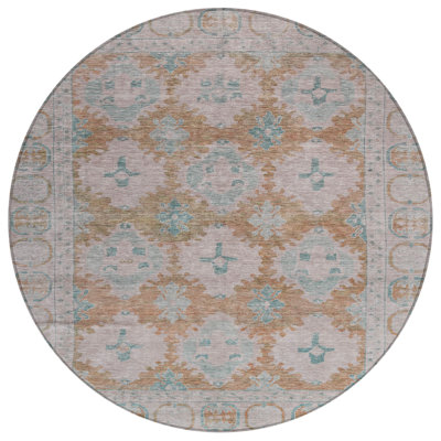 Machine Washable Indoor/Outdoor Xhevrie Terracotta Rug