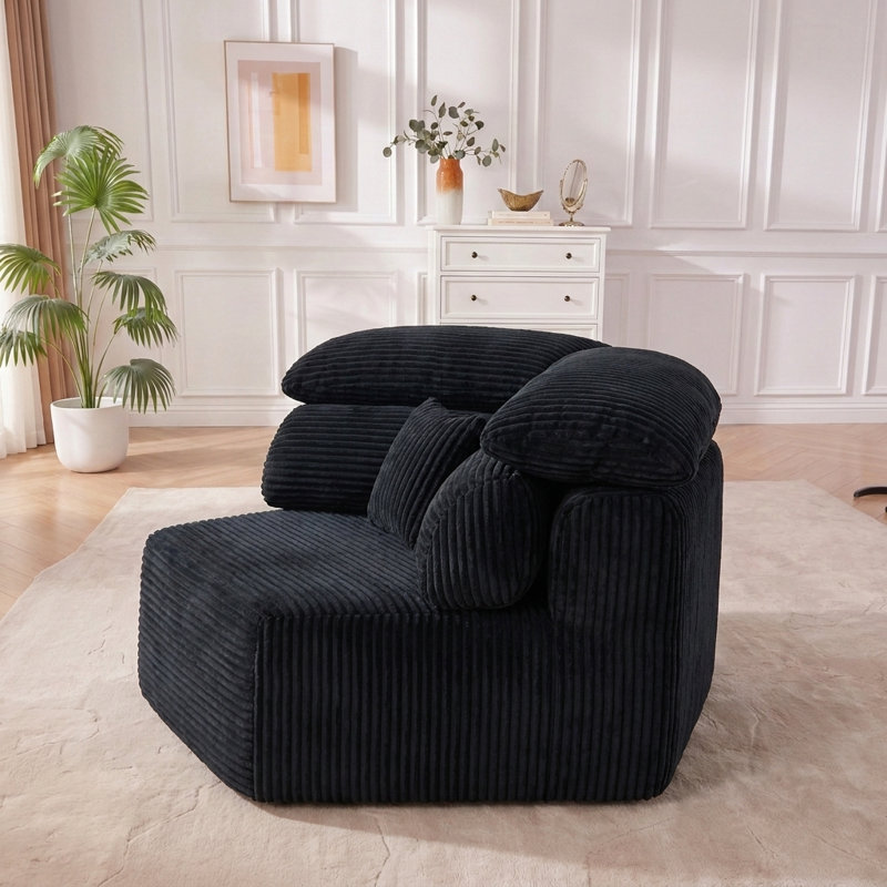 Méridienne de 53 po avec coussin enveloppant, Black