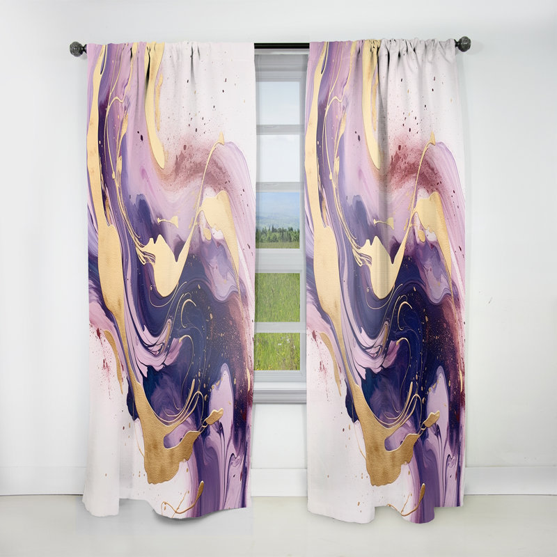 Rideaux mauves et mauves mauves et dorés I - Velours obscurcissant - 1 panneau, L 52 po x L 120 po